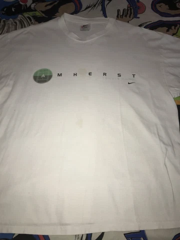 Vtg 90s Nike White Tag Amherst College Tennis Camp Graphic Tee Shirt USA Made Cover