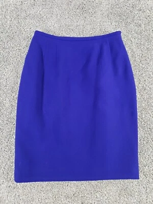 Linda Allard Ellen Tracy Womens Skirt 4 Petite Blue Wool Lined Pencil - Image 1 of 4