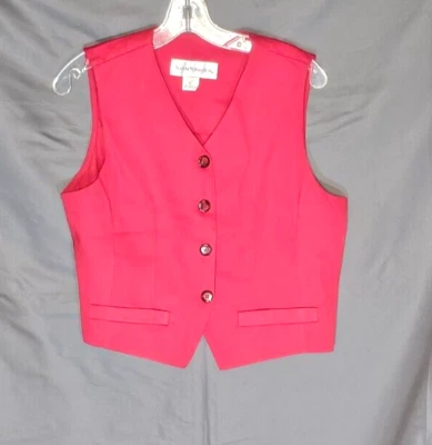 Norton McNaughton - Red Vintage Polyester Vest - Size 8 - Image 1 of 2