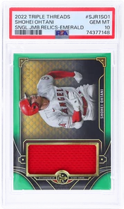 2022 Topps Triple Threads Shohei Ohtani Single Jumbo Relic Emerald/27 PSA 10 - Imagen 1 de 2