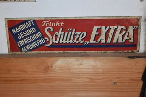 Altes Blechschild 30er Jahre, Trinkt Schütze "Extra",Reklame Leipzig,Original - Bild 1 von 2