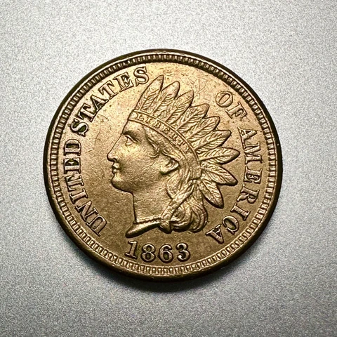 1863   COPPER NICKEL  INDIAN CENT    AU+   BETTER DATE  #3141 Cover