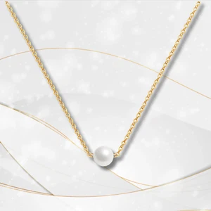 New Classic 18K Gold Plated Steel Faux Pearl Necklace Waterproof Hypoallergenic - Picture 1 of 10