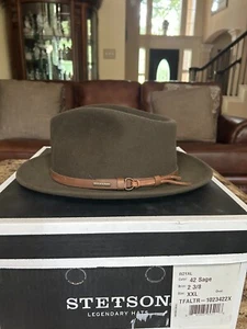 Stetson Alter Royal Sage XXL 7 1/2 - 7 5/8 Quality Fedora! - Picture 1 of 8