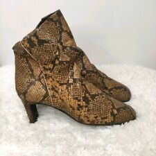 Free People Womens Tan Leather Snake Print Heel Ankle Boots Size US 8