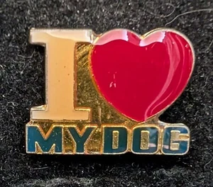 Vintage Hat Pin I Love (Heart) My Dog Size 1" by 7/8" - Picture 1 of 1