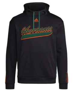 Adidas Miami Hurricanes Black AEROREADY Hurricanes Script Hoodie Pick Size $90 - Picture 1 of 12