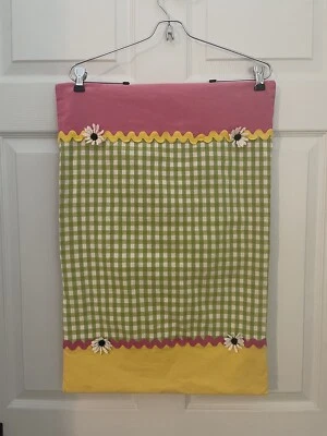 Ethan Allen Colorful Floral Pillow Cover Daisies Pink Green Yellow White Summer - Image 1 of 4