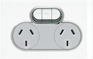 Clipsal Saturn Double Powerpoint with Extra Switch Pure White | 4025X-PW - Picture 1 of 1