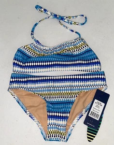 Toobydoo Girls Halter 2 Piece Bikini Set Blue/Green Size 7/8 - Picture 1 of 2