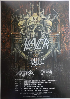 SLAYER concert poster / UK tour / heavy metal posters / 18x13 inch - Image 1 of 2