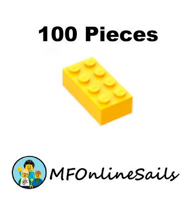 100x Genuine LEGO 2x4 Yellow Bricks Piece # 3001 - BULK large bricks - Image 1 of 4