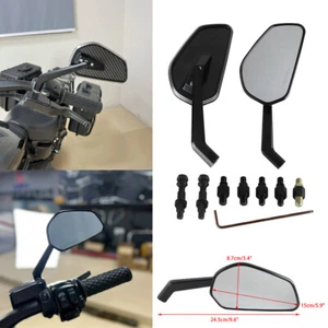 Black Rearview Side Mirrors For Harley Honda BMW Suzuki Yamaha Kawasaki Models - Picture 1 of 9