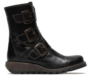 Fly London Mujer SCOP110 Botas Chelsea Cuero Tobillo Motociclista Cuña Talla UK 3-8 - Imagen 1 de 5