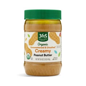 365 by Whole Foods Market, Organic Creamy Peanut Butter No Salt Added, 16 Ounce - Picture 1 of 3