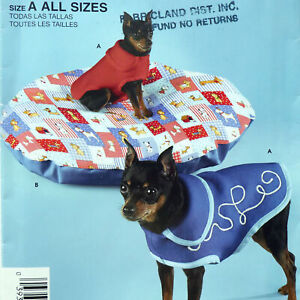 Sewing Pattern Dog Coat 3 Sizes XS S M Pet Bed and Cover Uncut S3664