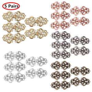 5 Pair Swirl Flower Cape Cloak Clasp Fastener Sew Hook and Eyes Clips Button Pin - Picture 1 of 55