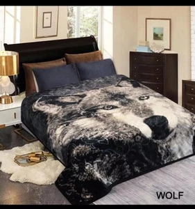 1PLY Thick Heavy Bed Blanket Winter Fleece Blankets Queen WOLF 🔥FREE SHIPPING - Picture 1 of 1