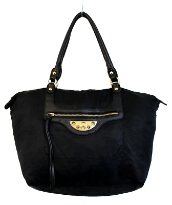BOLSO DE HOMBRO HOBO GRANDE SAM EDELMAN NEGRO NAILON CUERO VEGANO BOLSO DE MANO BOHO Foto 1 de 4