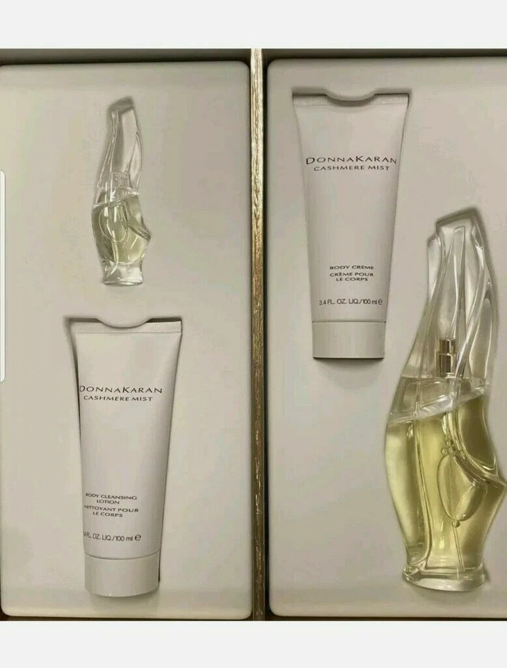 Donna Karan Cashmere Mist 4 PC Gift Set 3.4 Oz EDP Spray Cream Cleansing