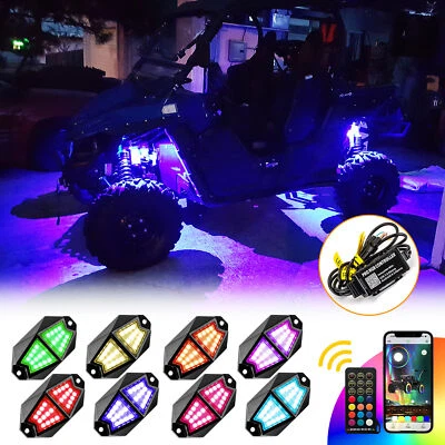 8x RGB LED Rock Lights Neon Lamp Waterproof Music For Yamaha YXZ1000R 2016-2024 - Image 1 of 4