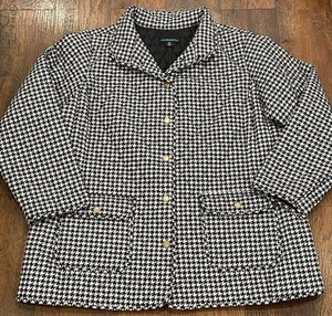 Cynthia Rowley Coat Womens 2X Black White Snap Closure Pockets - Picture 1 of 8