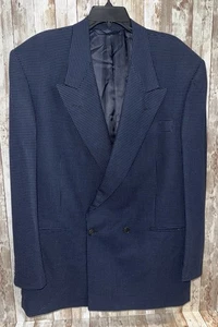 Maurizio Baldassari WOOL Bembery Blue Houndstooth Blazer Jacket Size 42 US 52IT - Picture 1 of 13
