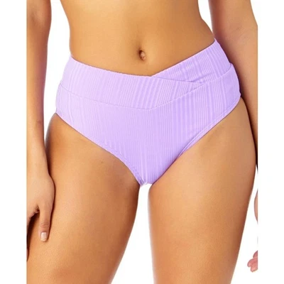 Salt + Cove Women's Ribbed V-Waist Crossover Bikini Bottom Size XL Purple NWT - Image 1 of 4