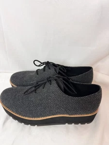 Eileen Fisher Eddy Mélange 2 Platform Oxfords Grey Herringbone Shoe Womens 7 - Picture 1 of 9