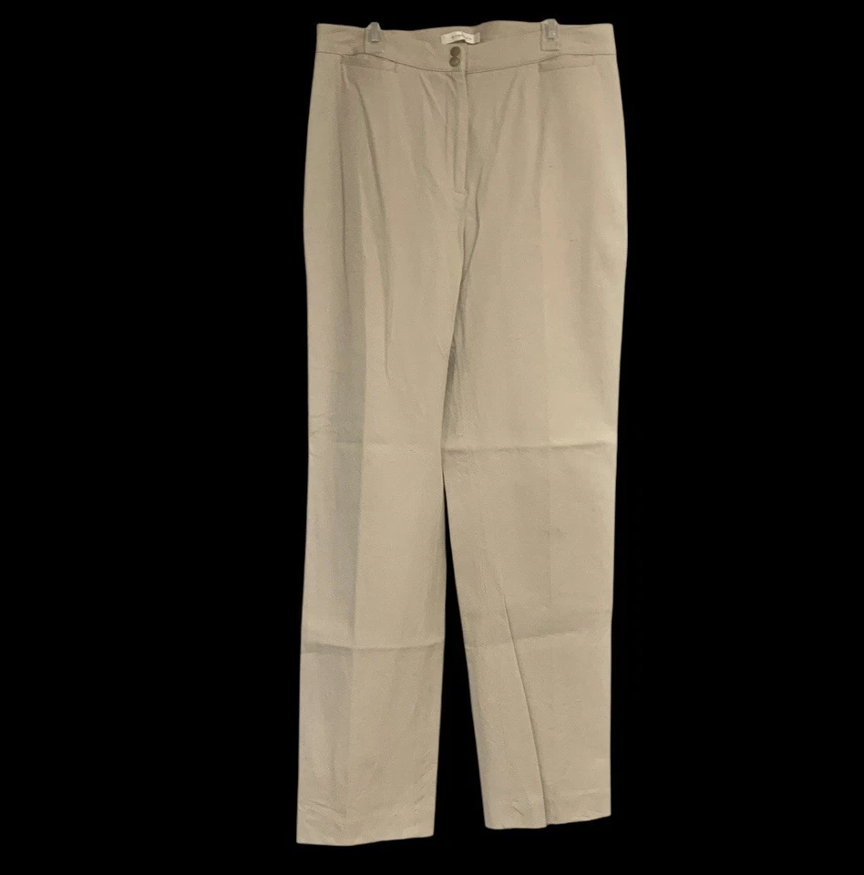 Pantalones Jones New York elásticos de pierna recta beige tiro alto para mujer talla 10” Foto 1 de 4