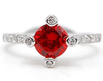 Anillo de plata esterlina maciza 925 granate de fuego y topacio de 3 quilates joyería talla 7, N3-5 Foto 1 de 3