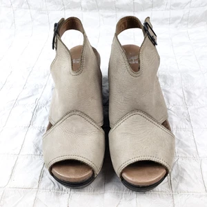 Dansko Womens Sz 7.5 EU38 Vanda Leather Peep Toe Ankle Slingback Platform Beige - Picture 1 of 14
