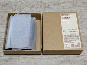 Muji Made in Italy Vegetable Tanned Leather Tri Fold Wallet Black - Picture 1 of 4