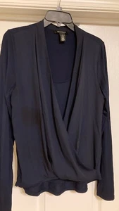 White House Black Market Bluse Navy Langarm Größe S - Bild 1 von 2