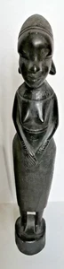 African Woman Ebony wood Statue Hand Carved Makonde Tribe 12.8" Tall - Picture 1 of 5