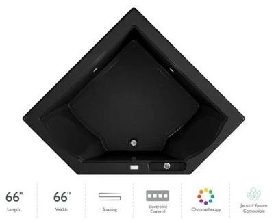 Jacuzzi FUZ6666 BCX 2CX 66" x 66" Fuzion Drop In Corner Soaking - Black Foto 1 de 4