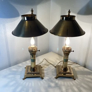 Vintage Pair Of Paris Orient Express Istanbul Solid Brass Adjustable Table Lamps - Picture 1 of 24