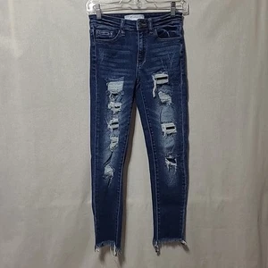Kancan Skinny Crop Jeans Damen Größe 24 Distressed Medium Wash Blau Stretch - Bild 1 von 11