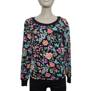 Pigiama donna Vera Bradley top misto cotone pullover viti floreale nero medio - Foto 1 di 7