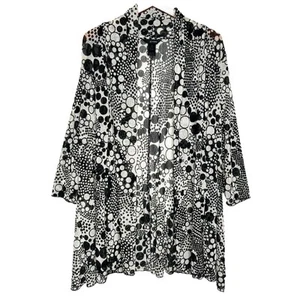 Ali Miles Art Wear Strickjacke 2X schwarz elfenbein Punkte transparent Netz offen drapiert Strick - Bild 1 von 11