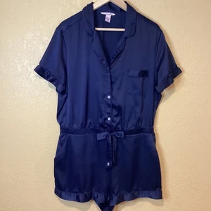 Mameluco Pijama Victorias Secret Azul Marino, Talla XL, Satinado - Imagen 1 de 7