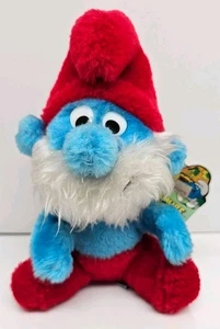 1981 Peyo Schleich Wallace Berrie The Smurfs Papa Smurf Bean Bag NWT 8" Plush - Picture 1 of 2