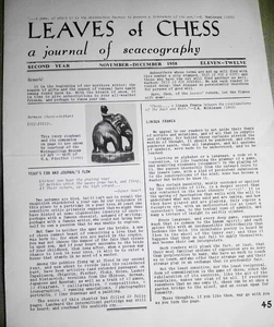 Leaves of Chess, Nov - Dec 1958. Chinese chess ; Bobby Fischer at Portorozh - Picture 1 of 8