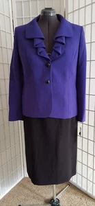Kasper NUEVO CON ETIQUETAS PARA MUJER 12 2 piezas Falda Traje Negro Falda Púrpura Blazer Profesional - Imagen 1 de 16