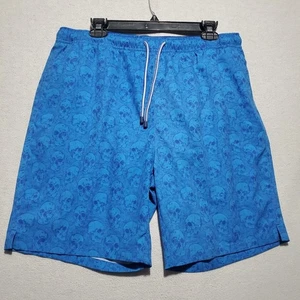 Peter Millar Seaside Collection Swim Trunks Men Large Blue AOP Skulls Crown Logo - Picture 1 of 12