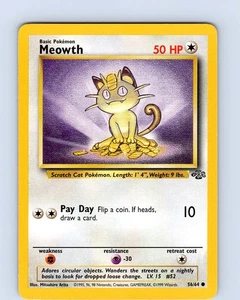 Pokemon TCG Meowth Jungle 56/64 Unlimited Common Card WOTC NM - Picture 1 of 2