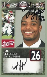 JOE LEFEGED RUTGERS SIGNED SENIOR BOWL CARD - Picture 1 of 1