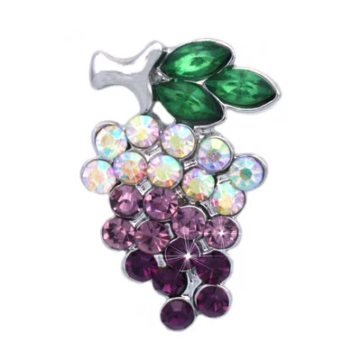 Broche prendedor joyería aurora boreal púrpura lavanda uvas hojas verdes frutas   Foto 1 de 3