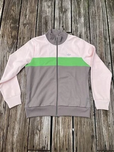 Adidas Track Jacket womens size Large pink Gray & Green vintage full zip - Picture 1 of 8