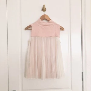 French Connection FCUK Ribbed Pink High Neck Tank with White Pleats Size XS - Picture 1 of 2
